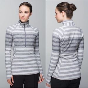 Lululemon Race Your Pace half Zip striped pullover top jacket size 6